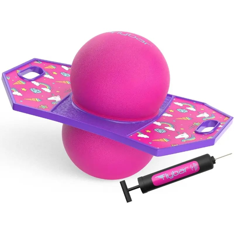 Flybar LED Pogo Trick Ball - Unisex Plastic Bouncing Ball, Light-Up Anti-Slip Balance Bounce Board, 160 lbs Capacity, Retro 90s Toy for Indoor & Outdoor Active Play