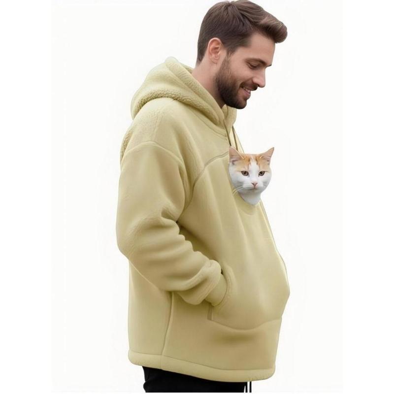 Sherpa Pet Carrier Hoodie with Cozy Kangaroo Pouch for Small Cats & Dogs