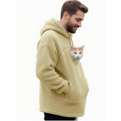 Sherpa Pet Carrier Hoodie with Cozy Kangaroo Pouch for Small Cats & Dogs