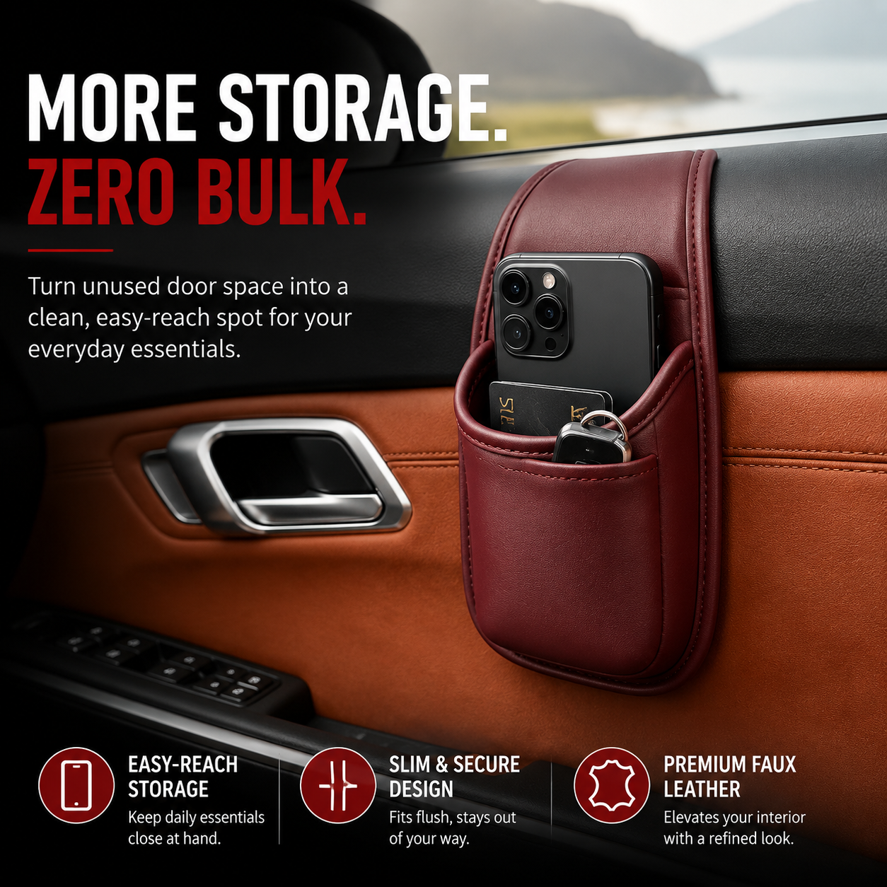 ? Car Phone Storage Pocket – Slim Organizer for Phones, Keys & Cards
