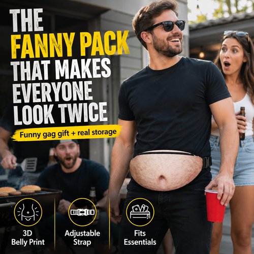 😂 HOT SALE | Funny Dad Bod Belly Fanny Pack – Fake Beer Belly Waist Bag with Real Storage for Parties & Gifts