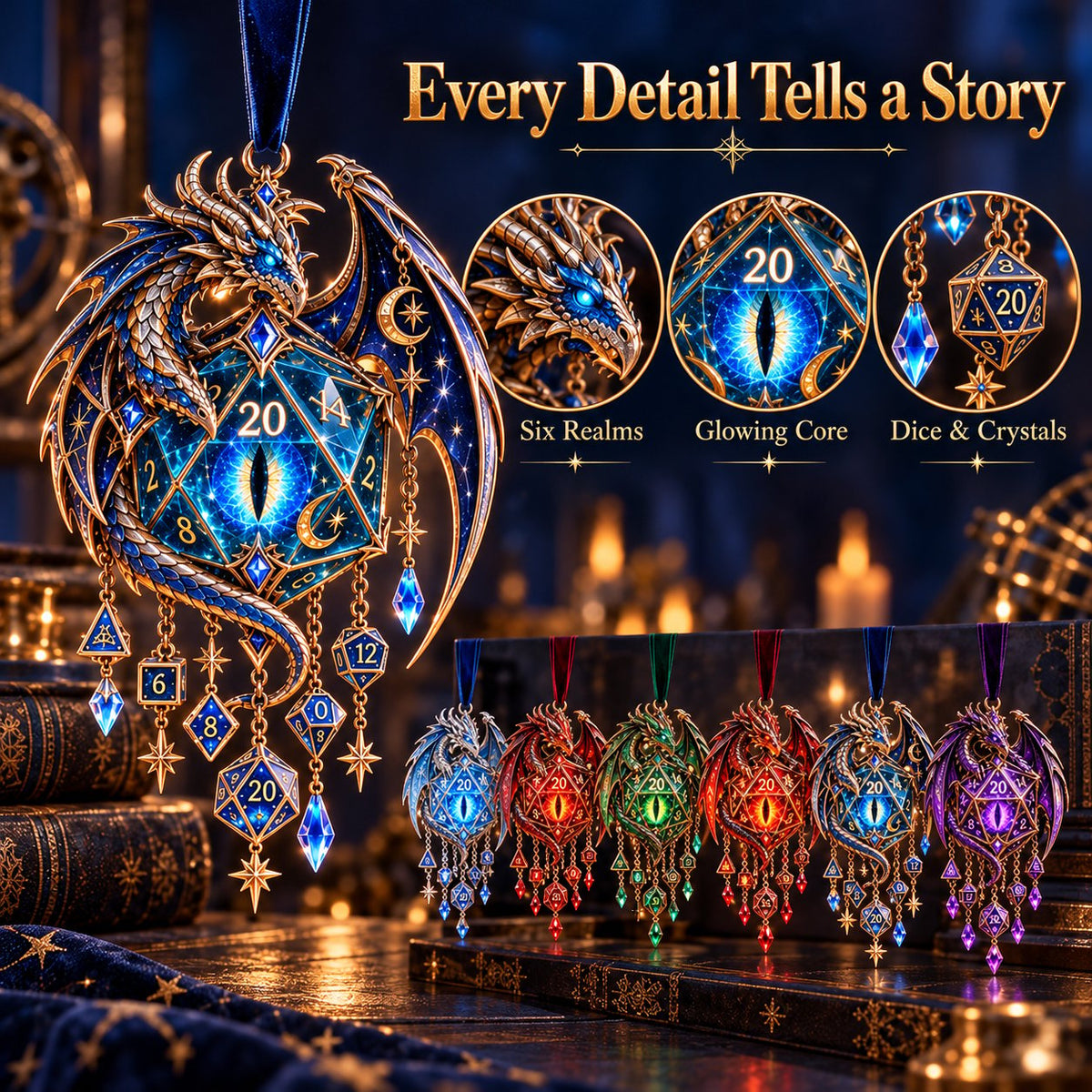 Glow Dragon Wind Chime – Illuminated Fantasy Hanging Decor with 6 Dragon Designs