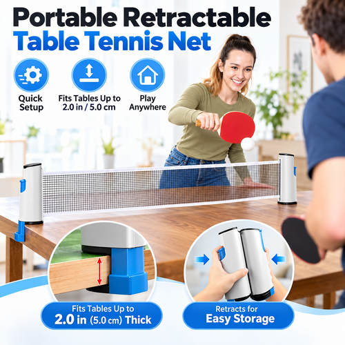 🏓 Retractable Ping Pong Net Set – Portable Clip-On Table Tennis Net for Indoor & Outdoor Games