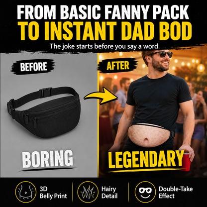 😂 HOT SALE | Funny Dad Bod Belly Fanny Pack – Fake Beer Belly Waist Bag with Real Storage for Parties & Gifts