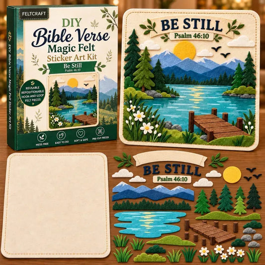 🌿✝️Bible Verse Felt Sticker Art DIY Kit – 6 Faith-Inspired Designs, Easy No-Sew Christian Craft for Adults & Kids, Scripture Wall Art & Gift