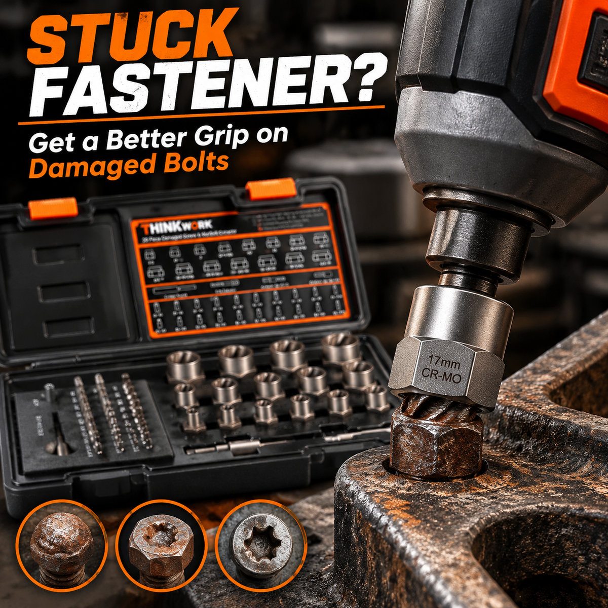 39-Piece Damaged Screw & Bolt Extractor Set – Impact Nut Remover Kit with Drill Bits & Storage Case