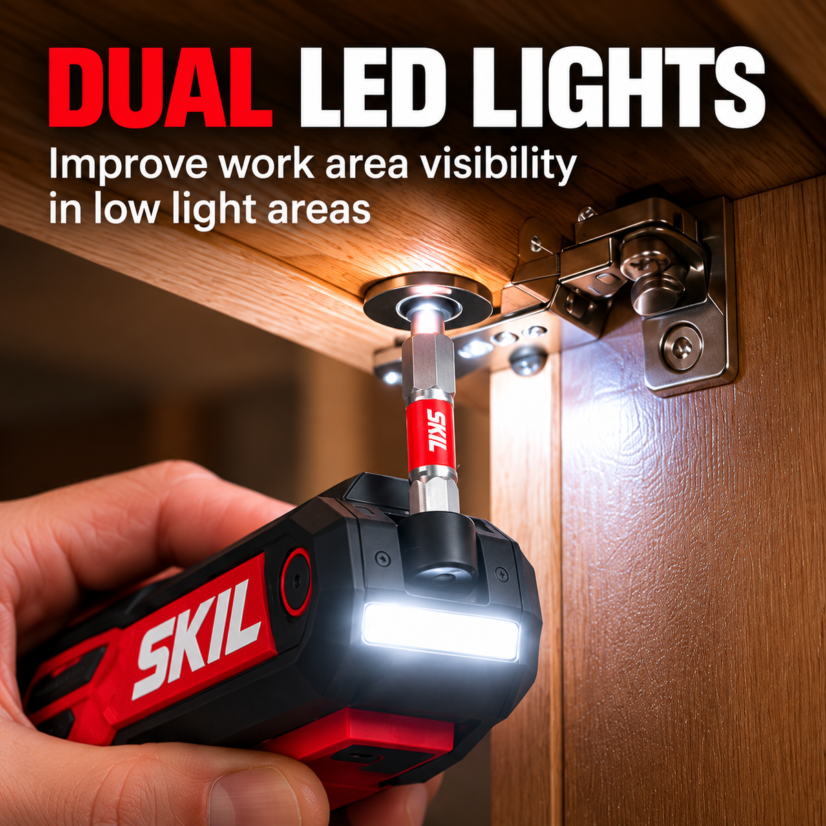 SKIL PWR CORE GO Folding Electric Hex Key – 3-Position Cordless Screwdriver with Dual LED Work Lights & USB-C Charging