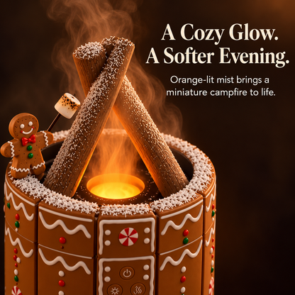 🎄 Gingerbread Campfire Aroma Diffuser – Cozy Flame Effect & Christmas Charm