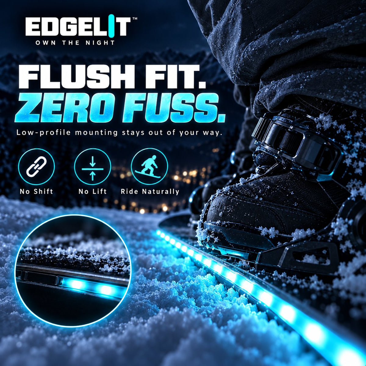 🏂LED Snowboard Edge Light Kit – 7 Colors, Remote Control & Rechargeable Night-Riding Lights✨
