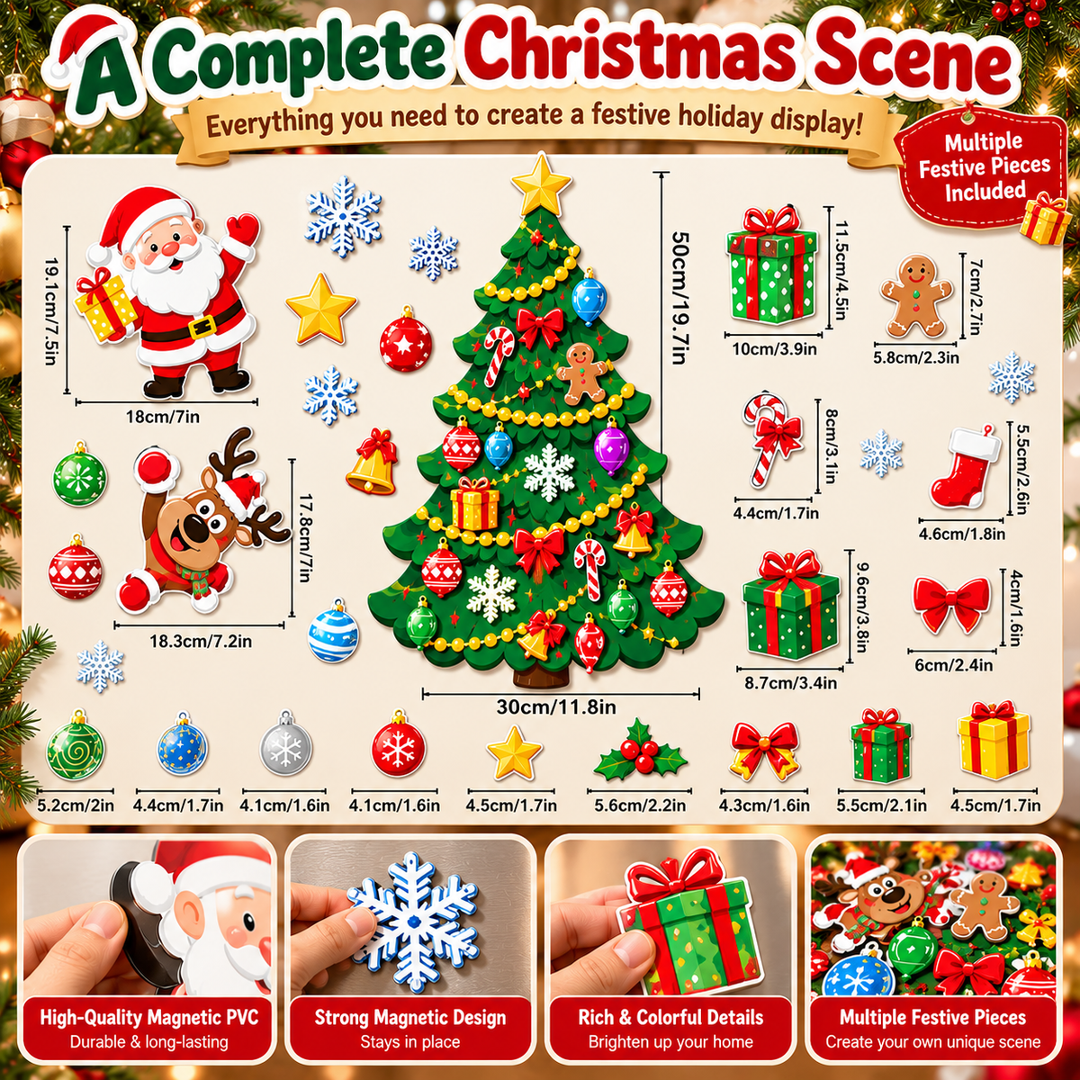 🎄 Magnetic Christmas Decorations – DIY Reusable Fridge Magnets with Christmas Tree & Holiday Characters