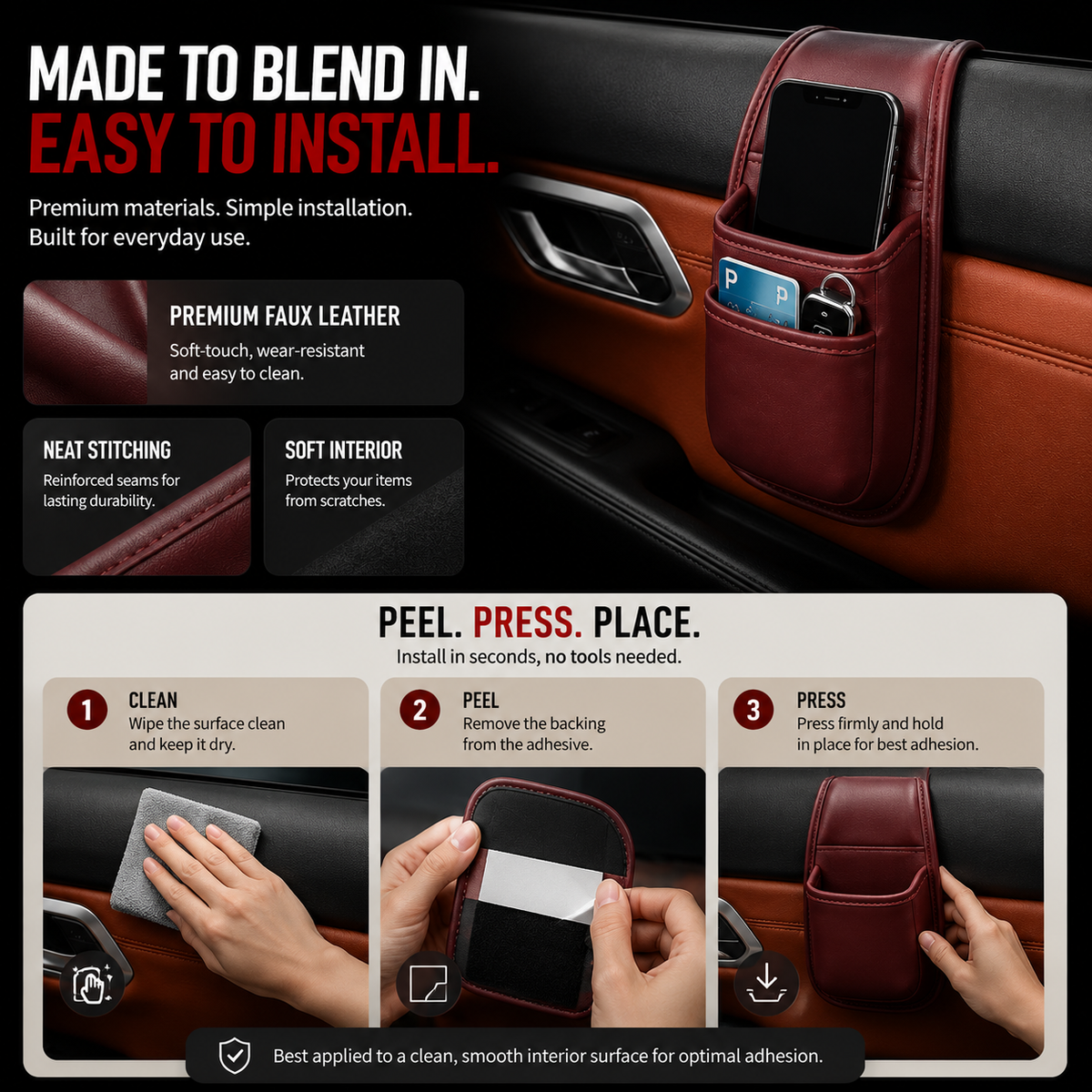 ? Car Phone Storage Pocket – Slim Organizer for Phones, Keys & Cards