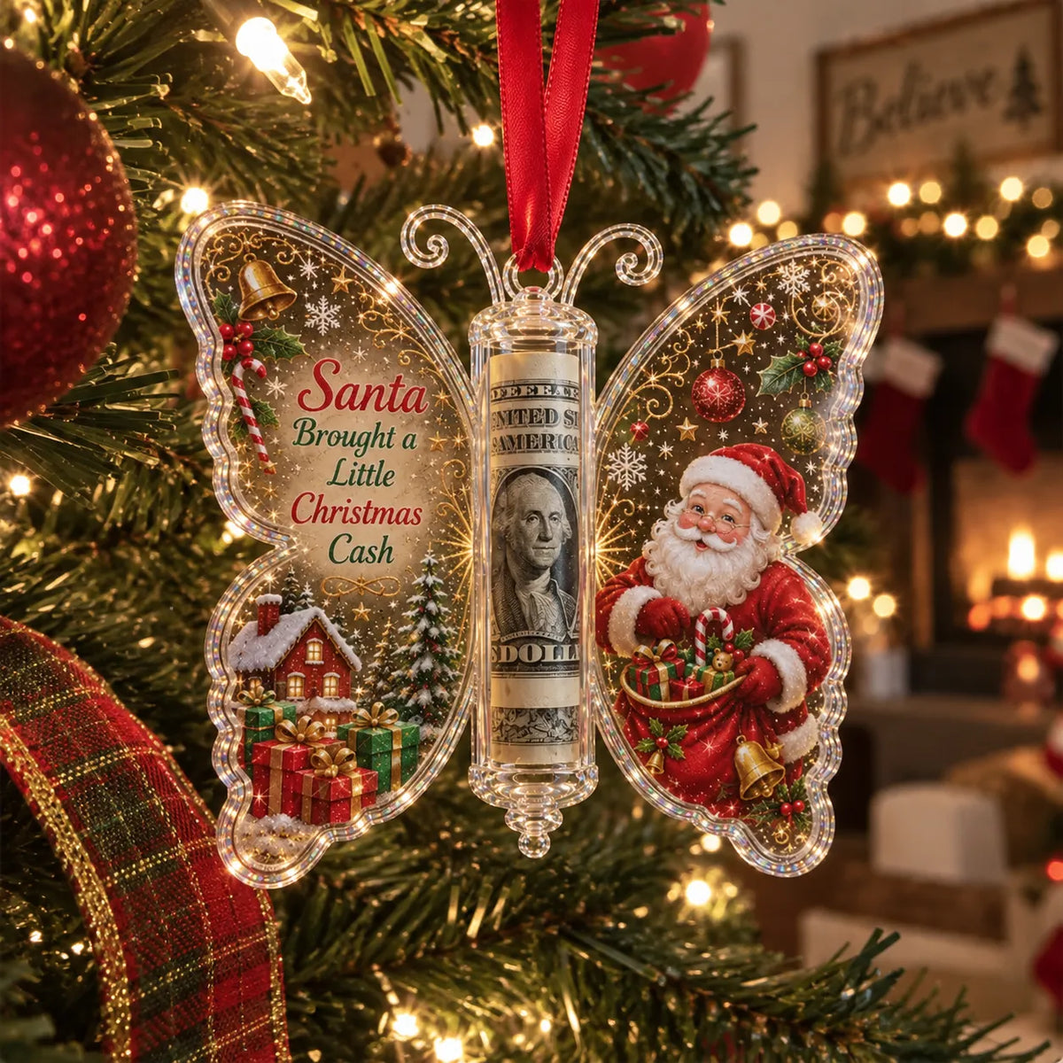 🦋💵 Christmas Cash Gift Butterfly Ornament – Holiday Money Holder Keepsake 🎄✨