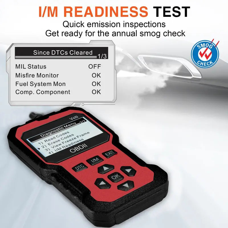 OBDII Car Diagnostic Scanner – Engine Code Reader with Live Data, I/M Readiness & Voltage Test