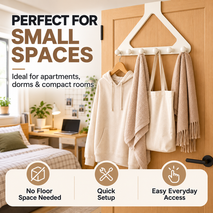 Over-the-Door Triangle Hook Rack – No-Drill 6-Hook Organizer for Clothes, Towels & Bags