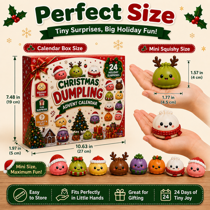 🎄 24-Day Christmas Dumpling Squishy Advent Calendar – 24 Mini Surprise Toys