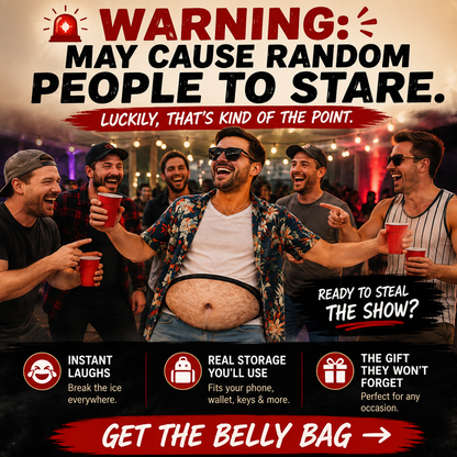 😂 HOT SALE | Funny Dad Bod Belly Fanny Pack – Fake Beer Belly Waist Bag with Real Storage for Parties & Gifts
