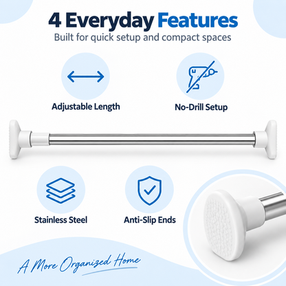 Hot sales🔥Adjustable No-Drill Tension Rod for Closets, Bathrooms & Windows