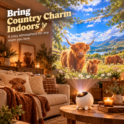 🔥Last day 50% OFF🎁Highland Cow Projector – Cozy Countryside Room Decor