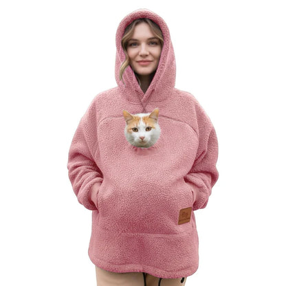 Sherpa Pet Carrier Hoodie with Cozy Kangaroo Pouch for Small Cats & Dogs