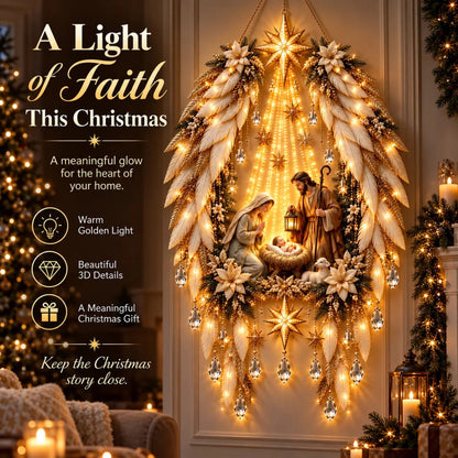 ✨Hot sales✝️ 3D Heavenly Angel Wings Nativity Light✨ – Lighted Christmas Wall Decor ✈️