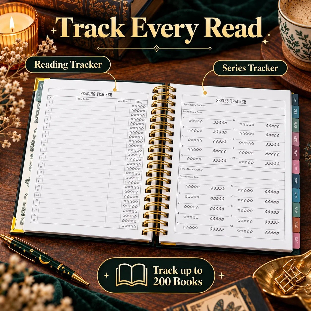 Midnight Study Hardcover Reading Planner for Book Lovers🌟Buy 2 Free Shipping
