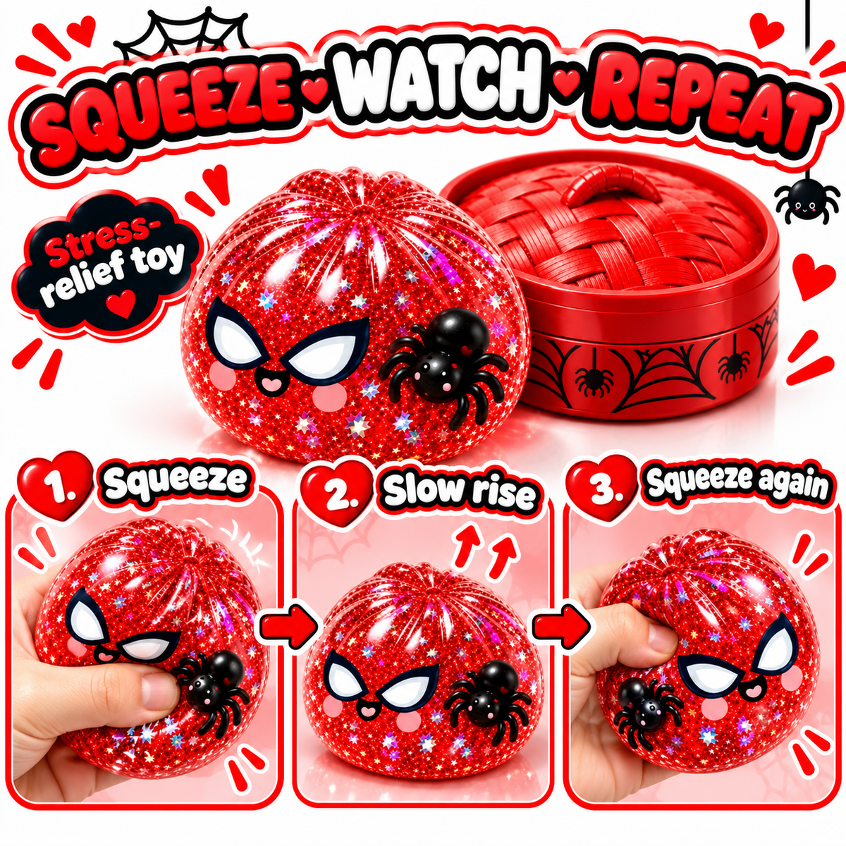 Halloween Spider Squishy Dumpling Toy – 3.35-Inch Slow-Rise Sensory Fidget