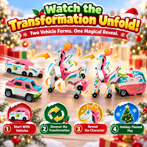 🔥Last day 50% OFF-2-in-1 Transforming Christmas Unicorn & Santa Sleigh – Magical Vehicle Transformation Toy & Holiday Gift 🎁