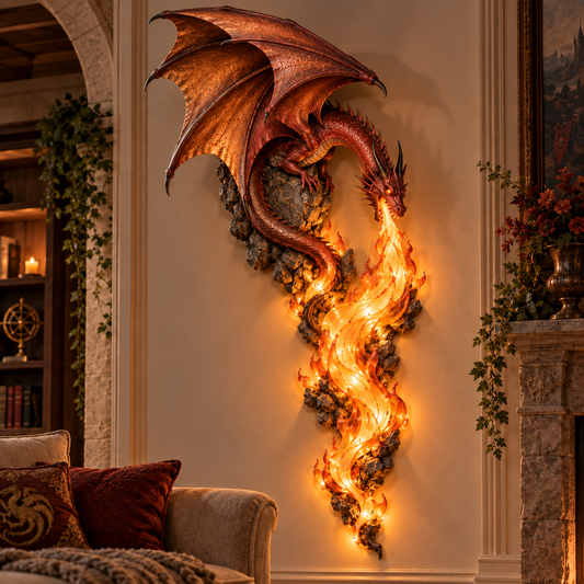 🐉 Aplique de pared Guardián de Fuego de Dragón – Una llama legendaria despierta en tu pared 🔥
