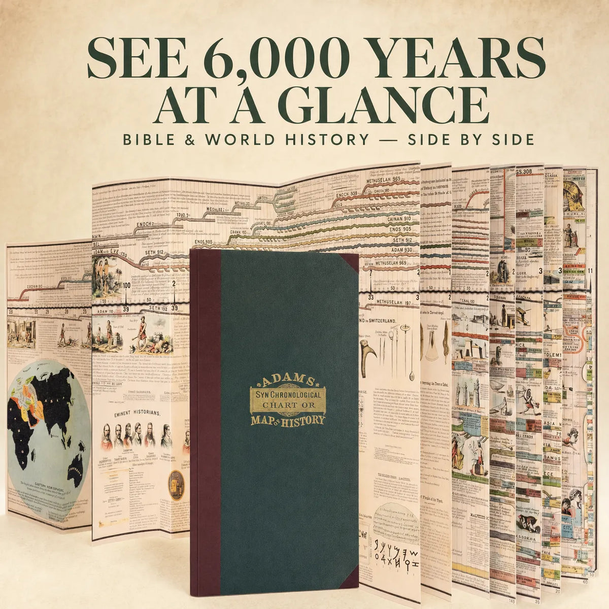 Adams’ History Timeline – Fold-Out Bible & World History Hardcover Chart