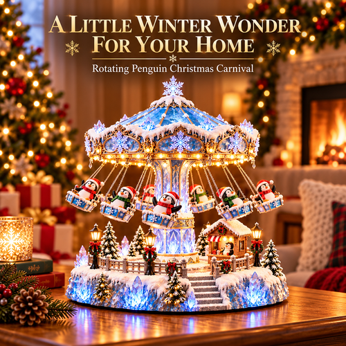 Penguin Winter Swing Carnival – Rotating Christmas decoration with lights