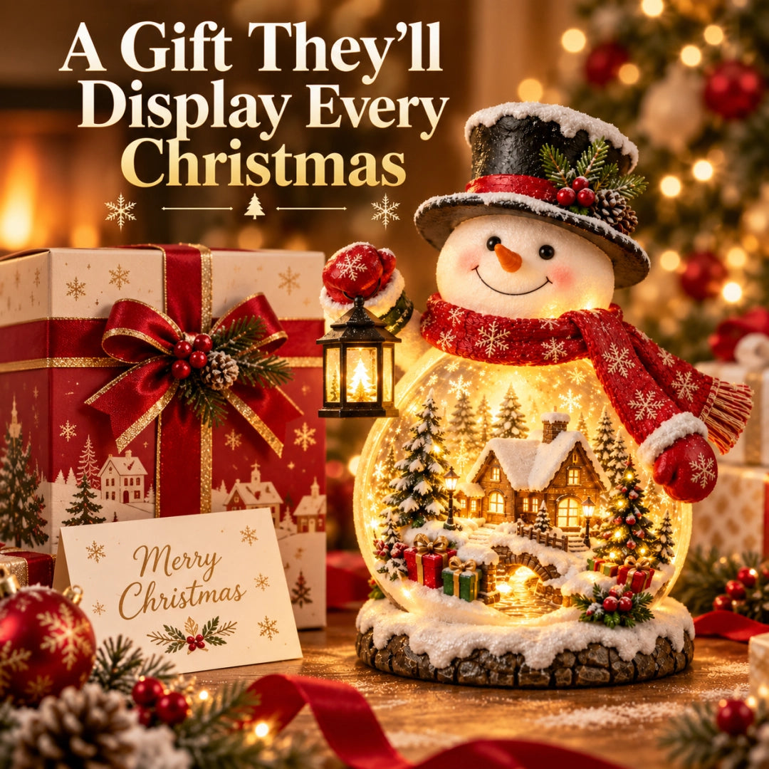 Christmas Village Snowman Glow – Lighted Holiday Tabletop Decor with Mini Winter Village Scene