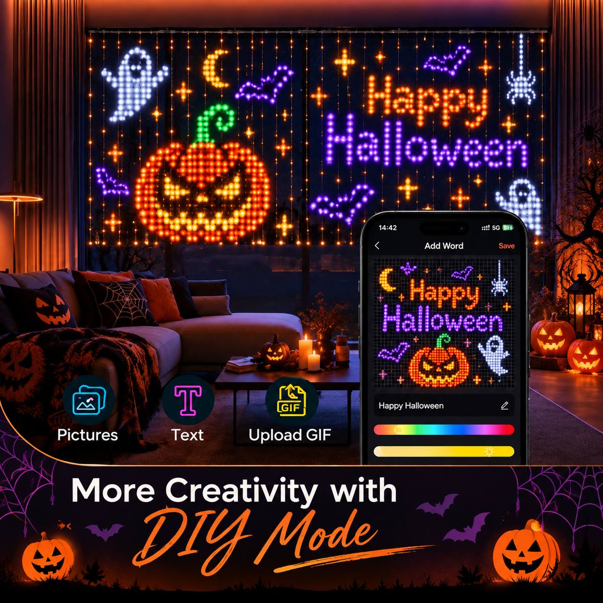👻HALLOWEEN DIY LED CURTAIN DISPLAY