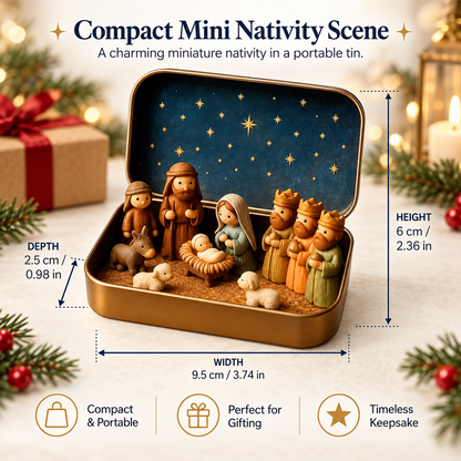 Mini Nativity Scene Set with Storage Box – Portable Christmas Keepsake & Religious Gift