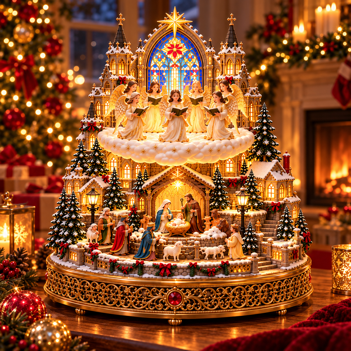 🔥 LAST DAY 48% OFF 🔥 Heavenly Angel Choir | Lighted & Rotating Christmas Nativity Village-USB-C Rechargeable