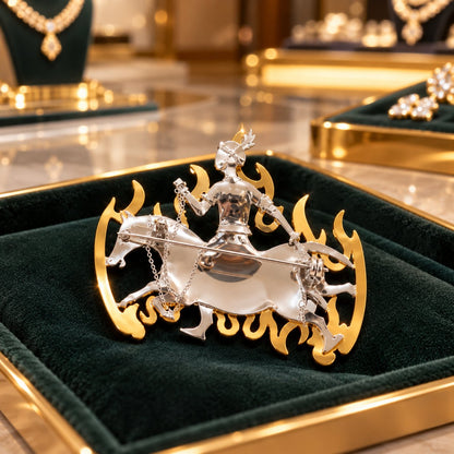 ✨ Handmade 925 Sterling Silver Equestrian Brooch – 2-in-1 Suit Pocket Accessory 🐎🕴️