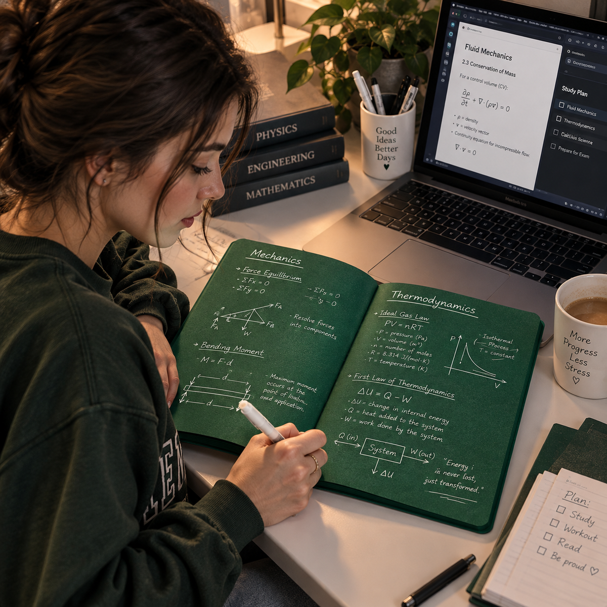 🔥Last Day 50% OFF💚 Deep Green Blank Notebook with White Gel Pen | Aesthetic Writing & Sketch Journal