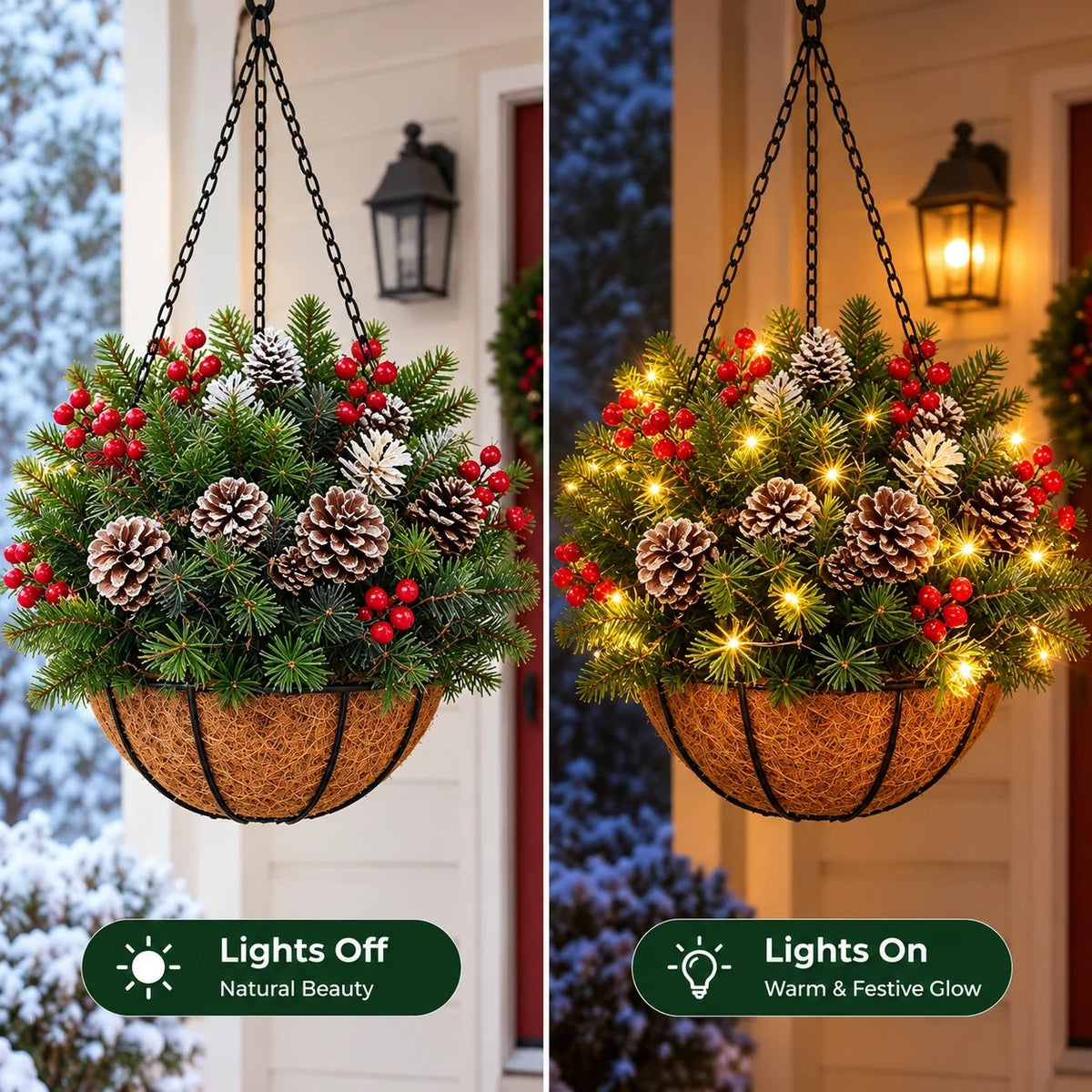 🎄 Last day: 49% OFF🏆Christmas basket with built-in lights |🎄 With built-in lights, weatherproof and maintenance-free