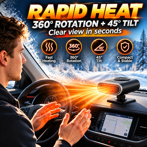 2-in-1 12V Portable Mini Car Heater for Defrosting and Defogging