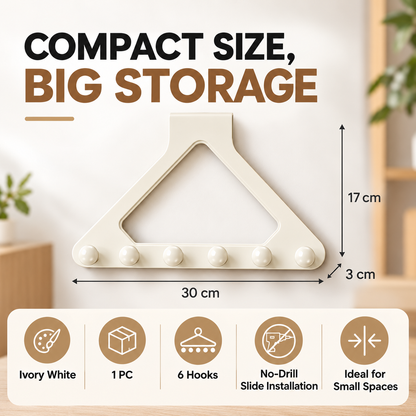 Over-the-Door Triangle Hook Rack – No-Drill 6-Hook Organizer for Clothes, Towels & Bags