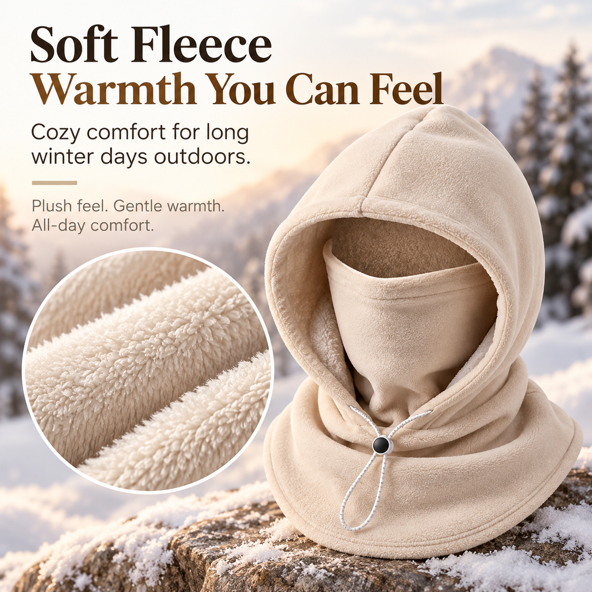 🥶 Fleece Balaclava Hood – Full Face & Neck Winter Protection Unisex Hood For Men & Women