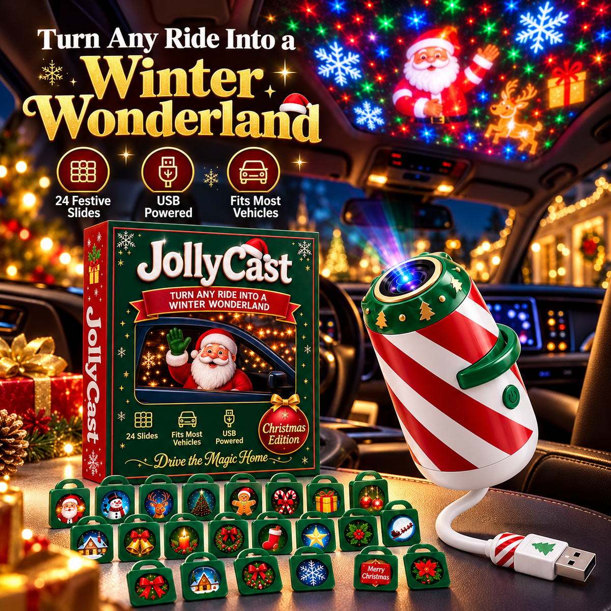 Jolly Cast Christmas Car Projector