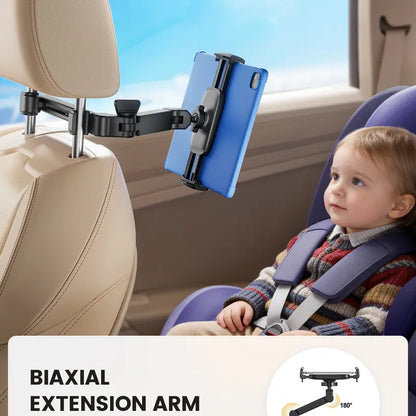 Car Headrest Tablet & Phone Holder – 360° Rotating Adjustable Mount for Kids & Road Trips