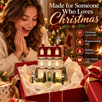 🔥Last Day 50% OFF🎄 Christmas House Aroma Diffuser – Warm Light & Gentle Mist Holiday Decor