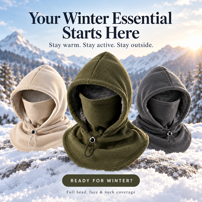 🥶 Fleece Balaclava Hood – Full Face & Neck Winter Protection Unisex Hood For Men & Women
