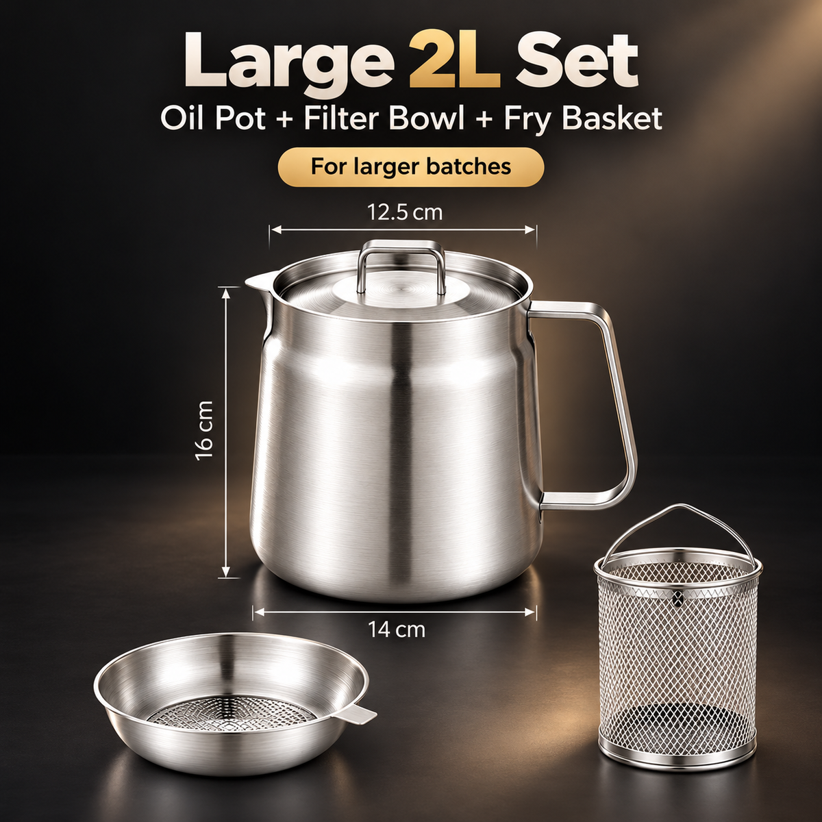 🔥Last Day 50% OFF – 🍟3-in-1 Stainless Steel Deep Fryer Pot with Oil Filter & Fry Basket