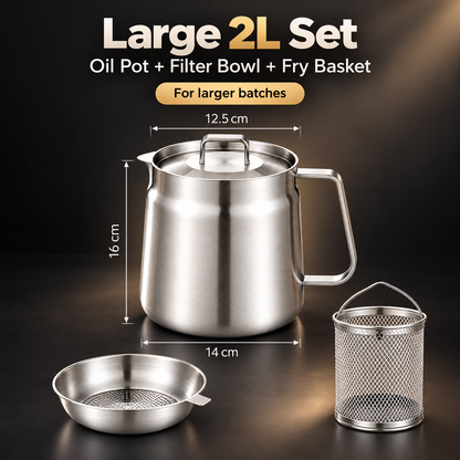 🔥Last Day 50% OFF – 🍟3-in-1 Stainless Steel Deep Fryer Pot with Oil Filter & Fry Basket