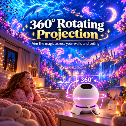 Magical Story Projector Night Light – 360° Rotating Fantasy Room Projector, USB Rechargeable