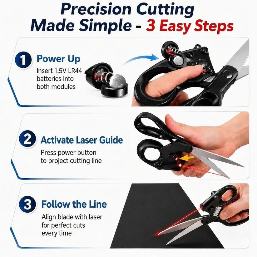 ✂️ Laser Guided Scissors – Precision Cutting Tool for Sewing, Crafts & DIY Projects
