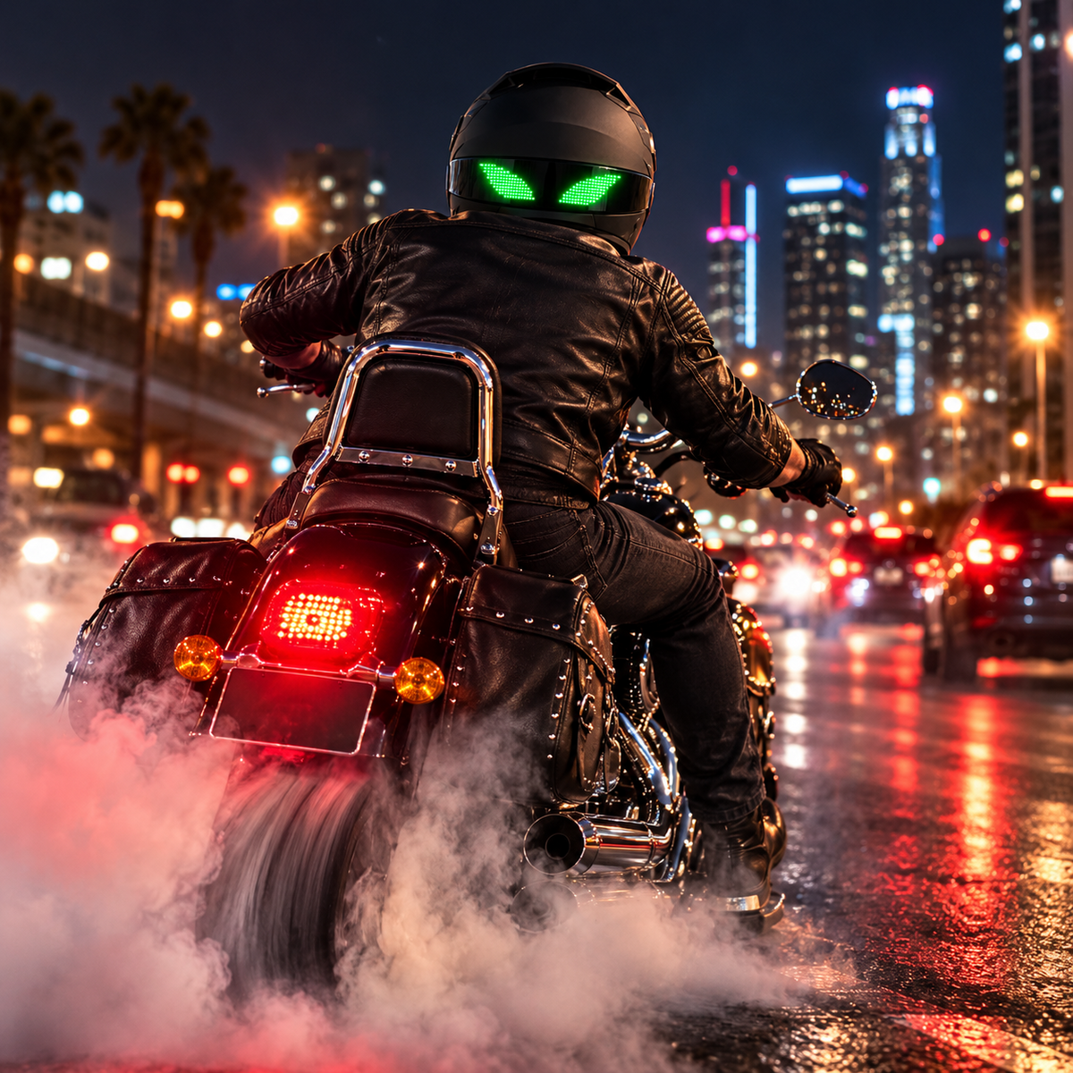 🤩 Animated LED Motorcycle Helmet Display – Custom Eyes & Text Light Strip for Night Riding