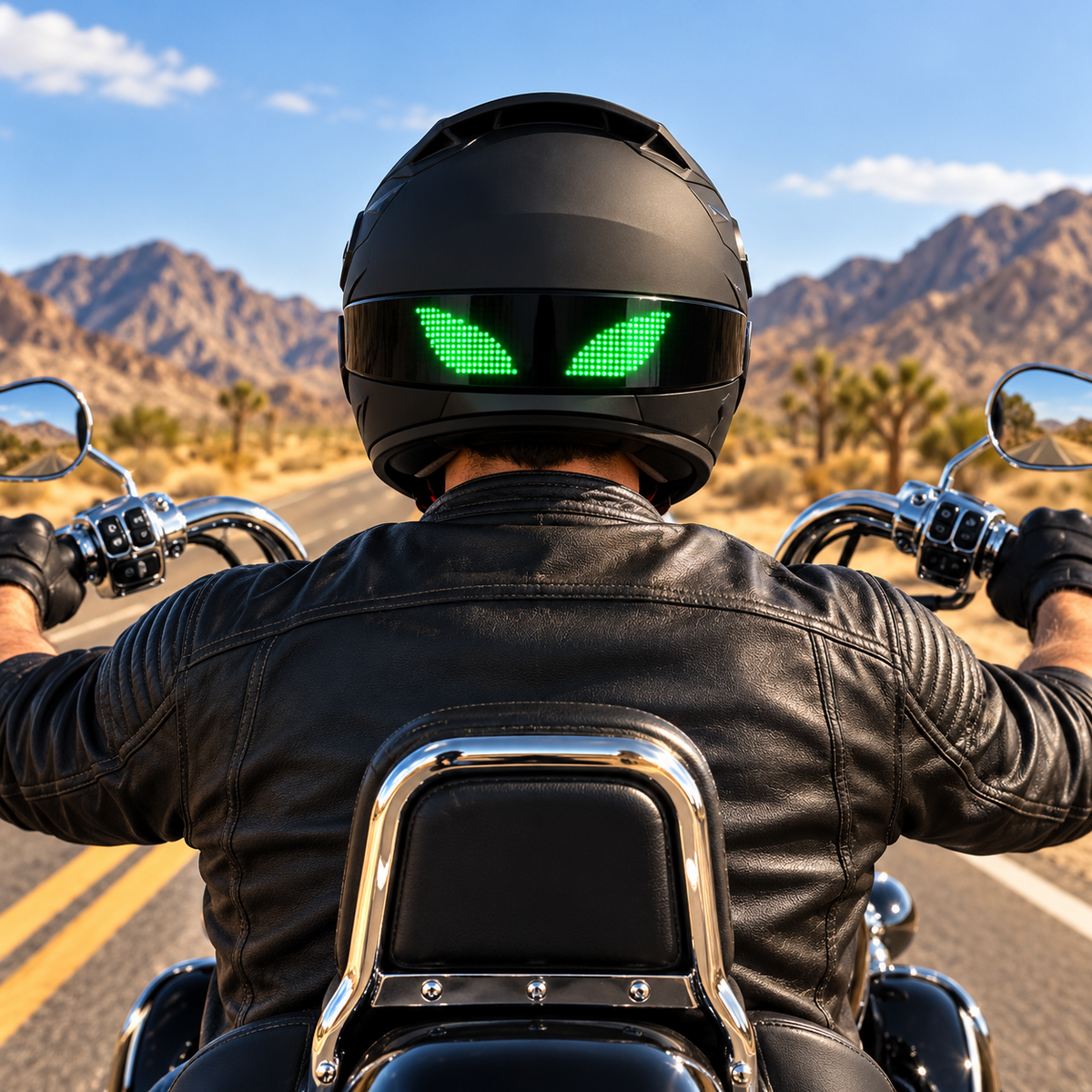 🤩 Animated LED Motorcycle Helmet Display – Custom Eyes & Text Light Strip for Night Riding